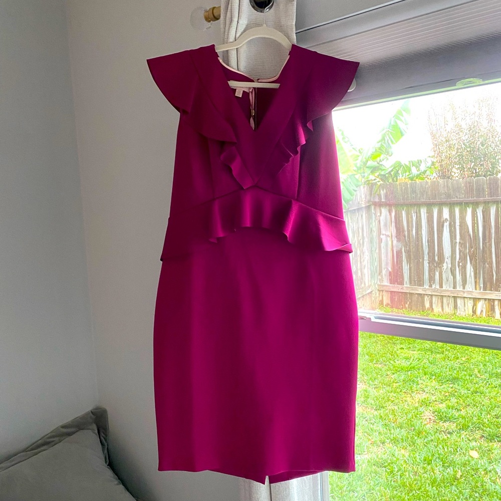 Ted Baker Alair ruffle peplum bodycon dress pink
